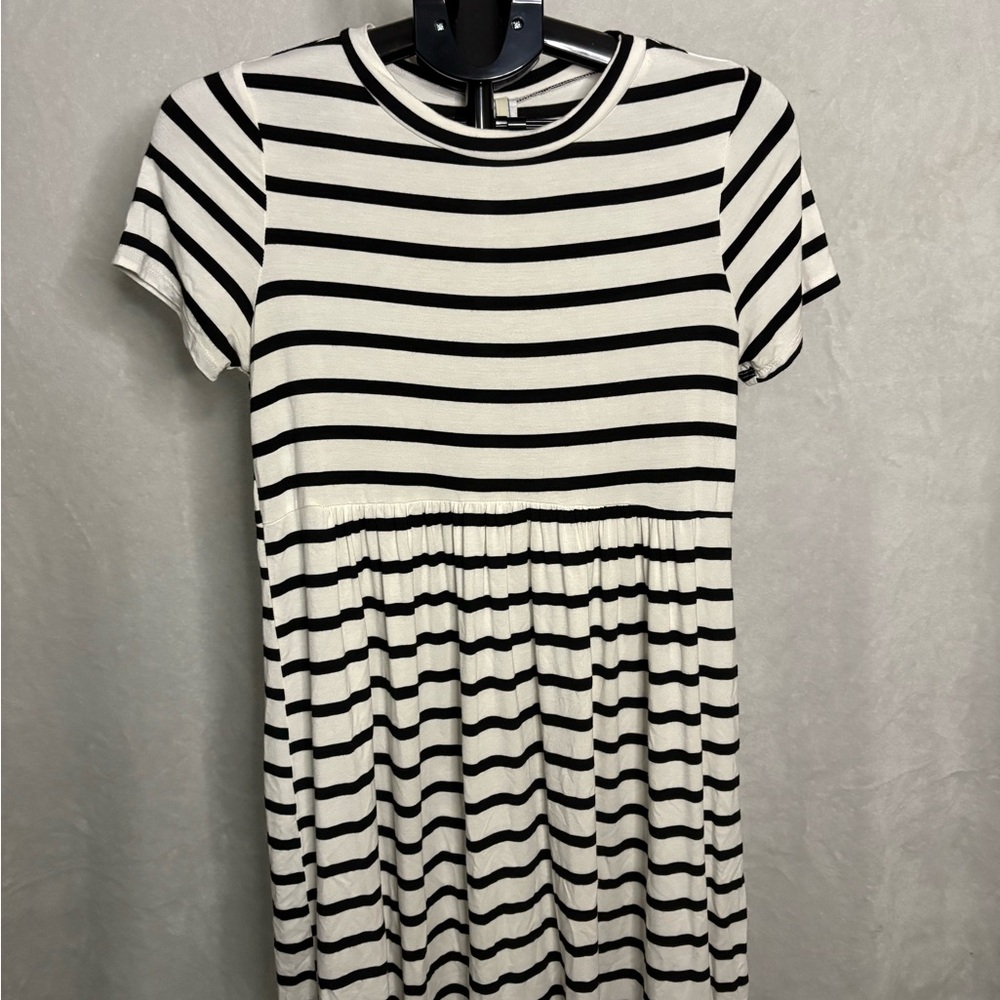 Bellamie Striped Mini Dress in Black and White